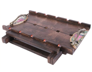 Mango Wood Madhubani Work Desayuno plegable en bandeja de cama/Bandeja de desayuno Plato de servicio decorativo para mesa decorativa - Product Image 3