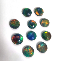 Opale synthétique de laboratoire de haute qualité, bleu-vert, taille ronde, coupe rose, opale aurora avec effet de feu, disponible en plusieurs couleurs pour bijoux