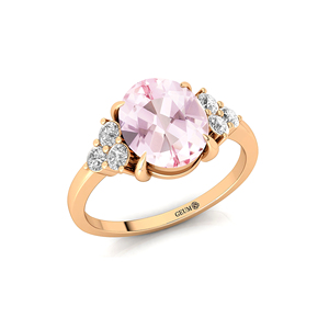 Or massif 14kt classique Morganite pierre précieuse coupe véritable diamant Halo Solitaire anneaux mariée mariage fête bijoux fins - Product Image 4