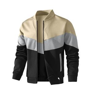 Men's Lightweight Casual Bomber Jacket Soft Fabric Color Block Varsity <b>Coat</b> with <b>Stand</b> Collar for Winter OEM Service Available - Product Image 1