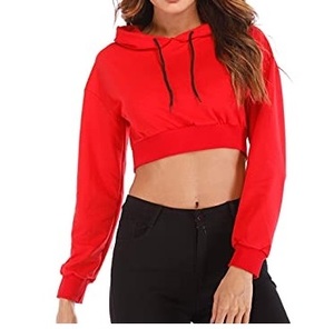 Diseño de moda para mujer, ropa deportiva de talla grande, Top corto de ejercicio a cuadros, sudaderas con capucha, Material de felpa francés, capucha recortada de invierno transpirable - Product Image 3