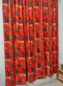 Customizable Luxury Modern Velvet <b>Curtains</b> <b>Valances</b> Orange Animal Print Coral Velvet for Home Decoration Blackout Full Light - Product Image 5