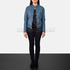 Chaqueta de cuero suave con acabado transpirable para mujer, abrigo con cremallera, ropa de abrigo informal elegante para motocicleta para invierno - Product Image 5