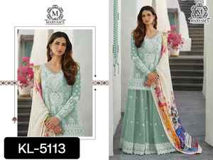 Nuevo diseñador de ropa de boda Heavy Georgette estilo paquistaní Sharara traje con bordado elegante trabajo Indianj vestido para mujer tela - Product Image 5