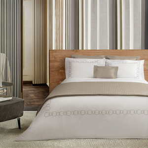 Bán Buôn Tùy Chỉnh 100% Bộ Đồ Giường Bông Bộ Thêu Vàng Dot Vòng Tròn Chuỗi Duvet Cover Và Vỏ Gối Cho Nhà Khách Sạn Đám Cưới - Product Image 3