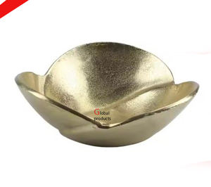 Bol de service alimentaire et de fruits secs en acier inoxydable en métal noir et doré de forme ronde avec belle base pour restaurant d'hôtel - Product Image 5