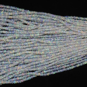 Cuentas de ópalo etíope blanco natural, Ópalo etíope Welo, cuentas redondas lisas, collar de cuentas de cabujón de ópalo blanco de fuego llamativo - Product Image 1