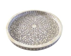 PLATEAU CHAUDE Plateau de service fait à la main Incrustation d'os de luxe Ramadan Petit déjeuner Nourriture Fruits Café Thé Plateau décoratif à bas - Product Image 6