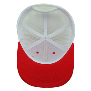 Sombrero de camionero rojo bordado, gorra estructurada con patrón de dibujos animados de 6 paneles, malla blanca, hebilla de plástico de un solo pecho, Unisex de alta calidad - Product Image 5