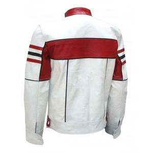 Blouson de moto en cuir robuste unisexe coupe-vent 2026 pour la course, toutes saisons, personnalisable, couleur blanche - Product Image 4
