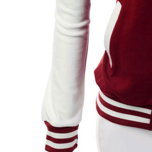 Chaqueta con letras en contraste de color elegante para mujer con mangas largas, venta al por mayor, chaqueta deportiva transpirable, diseño de béisbol en blanco - Product Image 5