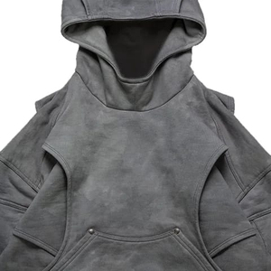 Sweat à capuche oversize délavé à l'acide, confortable, en polaire douce, respirant, chaud, décontracté, vintage, lavé, style streetwear - Product Image 3