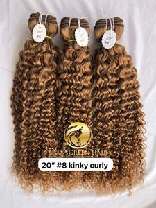 Extensions de cheveux humains colorés bouclés et crépus de qualité supérieure de 18 pouces Vison cambodgien Temple indien Vierge #8 Faisceaux de donneurs uniques - Product Image 5