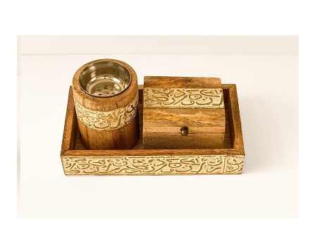 Adjustable Angle Wooden Incense Burner Stick Holder Ash Catcher for Yoga Meditation Spa Relaxation Gift