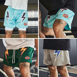 Short de sport 100% coton gris clair avec logo personnalisé pour hommes vente en gros Short de sport décontracté à fleurs Short d'été - Product Image 2