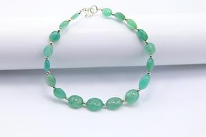 Pulsera de piedras preciosas de Esmeralda de Zambia Natural hecha a mano de 8 pulgadas, cuentas de forma ovalada lisa, cuentas de piedra Esmeralda Natural - Product Image 4