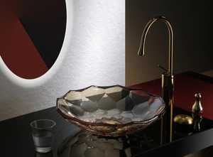 สินค้าหรูหรา/สวยงาม (เน้นดีไซน์): อ่างล้างหน้าแก้วทรงหกเหลี่ยมลายไม้ | อ่างล้างหน้าห้องน้ำร่วมสมัย - Product Image 4