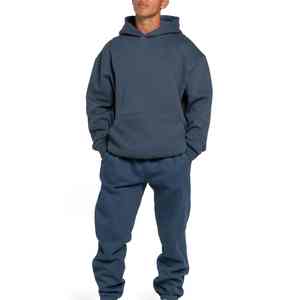 2024 sweat à capuche à manches longues gris sarcelle pour hommes sweat-shirt de Style hiver de haute qualité avec broderie personnalisée motif imprimé solide - Product Image 1