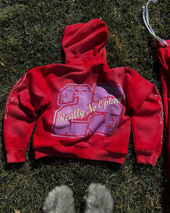 Chándal con apliques bordados desgastados para hombre, chándal lavado con ácido de Terry francés, conjunto de pantalones de chándal sueltos de invierno y Sudadera con capucha - Product Image 6