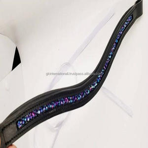 Cristales brillantes para cejas de caballo, banda de cuero genuino en forma curva con relleno completo y costuras duraderas, color morado y azul y negro - Product Image 6