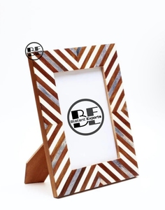 Direct From India Manufacturer Handmade Chevron Pattern Wood Resin Inlay Picture <b>Frame</b> Customizable Sizes <b>4X6</b> High Quality - Product Image 1