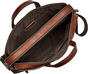 Bolso de negocios para ordenador portátil, maletín de cuero de vaca de calidad de lujo, compartimiento doble con solapa - Product Image 5