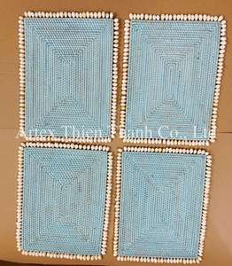 Mantel individual de ratán tejido a mano con borde de concha marina Mantel de mesa natural para decoración del hogar - Product Image 6