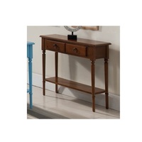 Table console rustique moderne avec plateau en teck massif et pieds en fer noir mat, parfaite pour la décoration de la maison, du couloir ou du salon