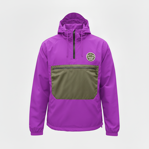 Veste coupe-vent longue vintage à capuche personnalisée avec poche avant et grande poche, demi-zip, design 2026 - Product Image 4