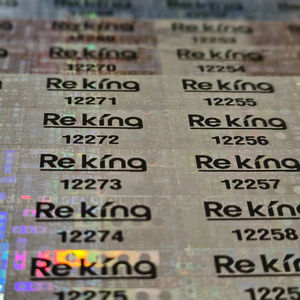 Silver Holographic Eco-Friendly PET Hologram Sticker Durable Thermal Laser Printing Barcode <b>Scratch</b> Feature Oval Shape - Product Image 1