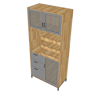 TPA012 <b>Rustic</b> Modern Dining <b>Cabinet</b> Rubber Wood with Iron Legs for Home Bar or Living Room Home Furniture - Product Image 4