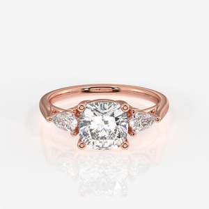 Cojín Pear Cut Moissanite Diamond Three Stone Prong Set VVS1 Claridad Incoloro Rodio Plateado IGC Anillo de ley certificado - Product Image 3