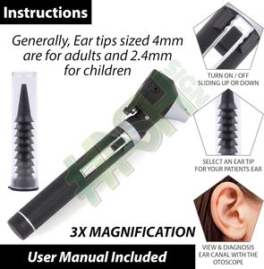 Set de Otoscopio de Fibra Óptica Mini de Plástico ENT, Kit de Prueba de Diagnóstico Médico con Iluminación Manual, Otoscopio con Certificación CE/ISO13485 - Product Image 2