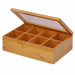 Caja de Té de Bambú Moderna Grabada Personalizada OEM, Forma Rectangular, Tapa con Bisagras, Multifuncional, Apta para Alimentos, Apta para Lavavajillas, Madera Sostenible - Product Image 3