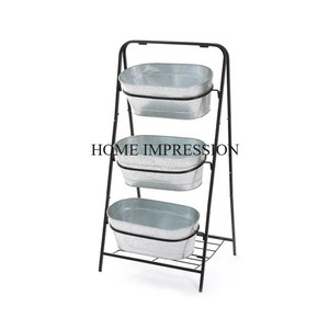 Macetas de decoración de jardín de Metal galvanizado Arreglos florales en forma de cubo recién populares con mango de cuerda utilizado para flores artificiales - Product Image 6