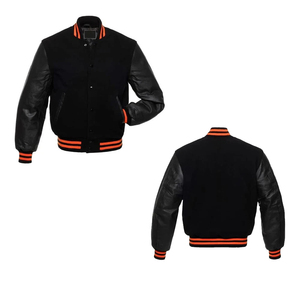 Mejor diseño de lana de alta calidad cuerpo personalizado brazos de cuero genuino Letterman CollegeBaseballjacket para hombres - Product Image 3