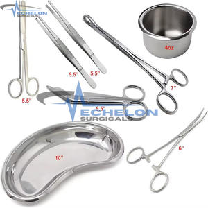 Kit d'instruments de chirurgie pour pansements - Ciseaux de pansement, pinces, gallipot et plateau rénal, ensemble de 8 pièces par ECHELON SURGICALS - Product Image 3