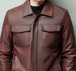 Chaqueta de Cuero Vacuno de Primera Calidad para Hombre, Estilo Informal, Duradera, para Otoño e Invierno, Impermeable, Transpirable, con Capucha - Product Image 2