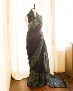Sari de lino plateado suave de alta calidad con tejido de Zari de plata bordado Nuevo catálogo Ropa de FIESTA DE LA India Ropa India pakistaní - Product Image 3