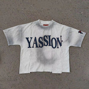 Graphique personnalisé 300 Gsm surdimensionné recadrée t-shirt lâche goutte épaule col rond boîte t-shirt 220 grammes tricoté solide écran décontracté - Product Image 2