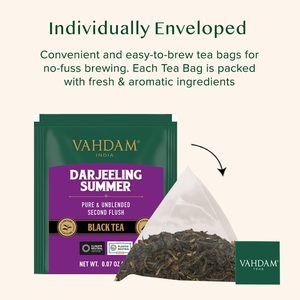 VAHDAM, Darjeeling Black <b>Tea</b> Bags (100 Count) - Product Image 5