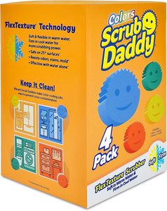 Lot de 4 éponges Scrub Daddy, variées en couleurs, sans rayures, multi-usages, pour la vaisselle, en mousse polymère sans BPA, résistantes aux taches et aux odeurs - Product Image 2