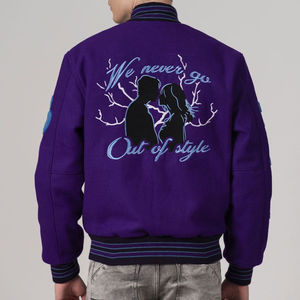 เสื้อแจ็คเก็ตเบสบอลแขนหนังแท้ผ้าขนสัตว์100% ปักโลโก้ได้ตามต้องการ - Product Image 5