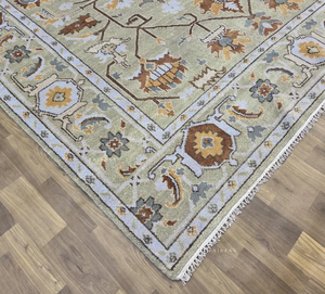 Alfombra de lujo hecha a mano con nudos beige y multicolor, diseño moderno de nudos para sala de estar, hotel, oficina, hogar comercial. - Product Image 3