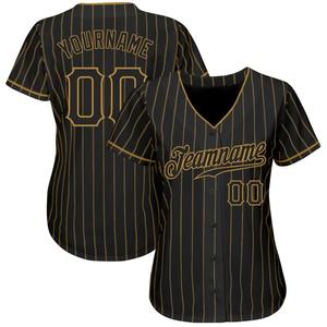 Meilleures ventes Vêtements d'équipe personnalisés Maillot de baseball authentique noir à fines rayures noir personnalisé - Product Image 1
