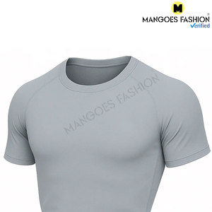 Half <b>Steel</b> Grey Compression Short Unisex Workout Gym Fitness Shirt Performance Athletic Top Breathable <b>Quick</b> Dry Anti-Bacterial - Product Image 2