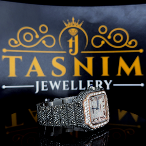 Reloj de Hombre de Alta Calidad con Moissanita VVS, Diamantes Blancos y Negros, Cuadrado, Chapado en Oro Ross, Acero Inoxidable, Cuarzo, Estilo Deportivo y Ejecutivo - Product Image 4