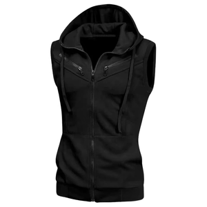 Pull sans manches à capuche oversize tendance pour homme, patchwork, décontracté, 300 grammes, 100% coton, personnalisable, vente en gros, nouveauté - Product Image 5