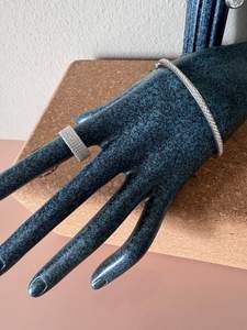 Bague demi-éternité multi-rangs en argent 925 avec moissanite taille ronde, bijoux fins pour mariage, bague de fiançailles - Product Image 4