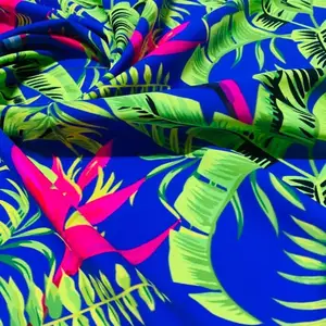 Eco-friendly dry fit 4 Way Stretch Spandex Floral Birds Paradise print Fabric for Swimwear Dancewear Dress